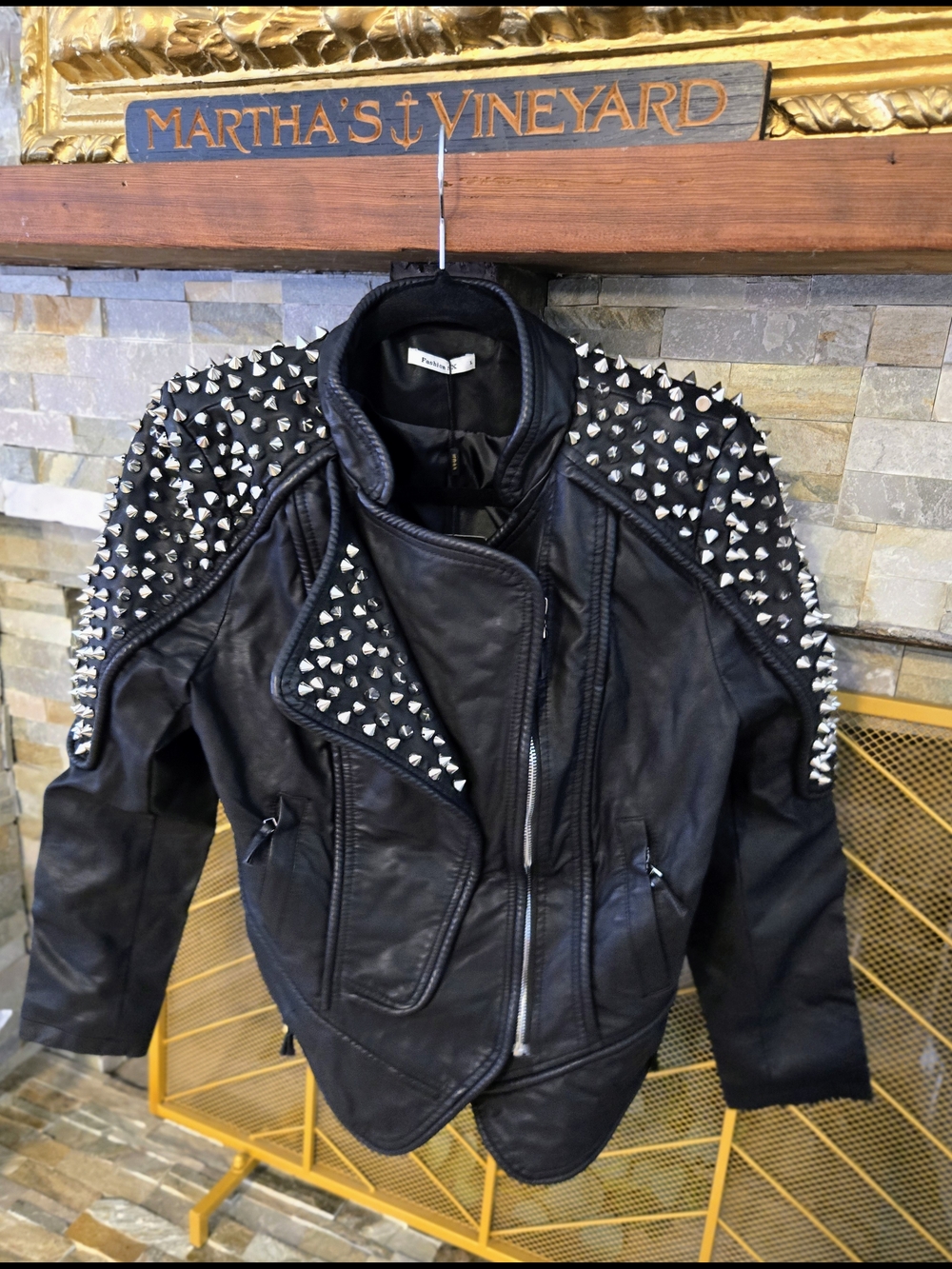 Fashion SX Punk Motorbike Studded Faux Leather Jacket - Size Large - NWT